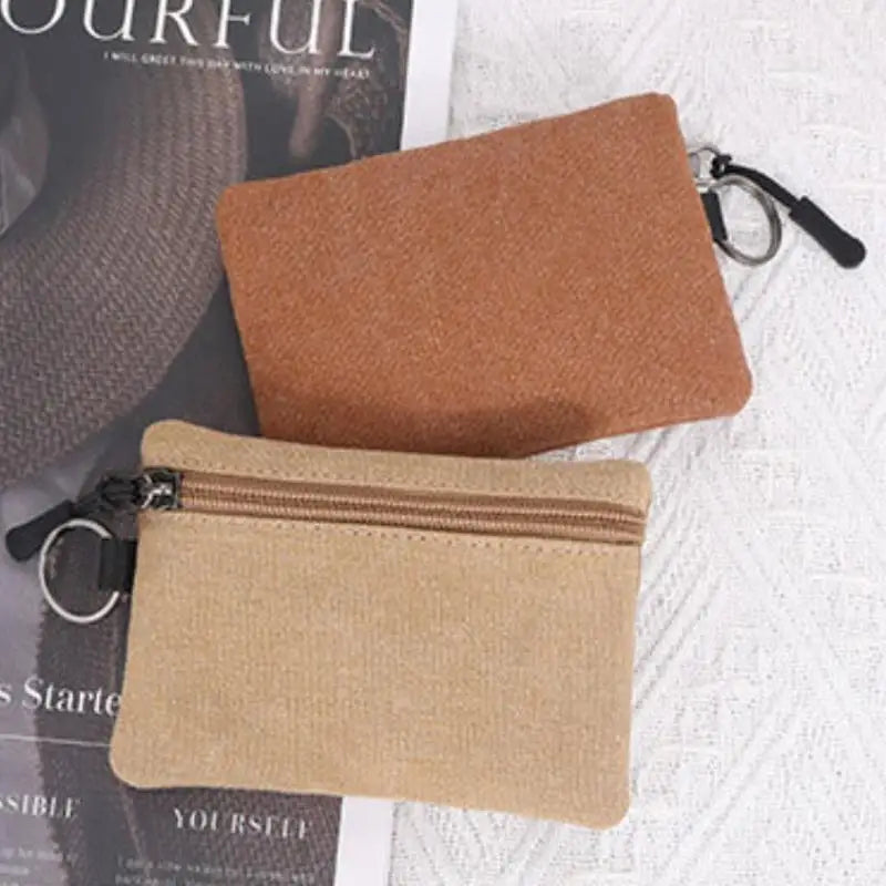 Canvas Mini Coin Wallet – Zipper Purse & Card Holder