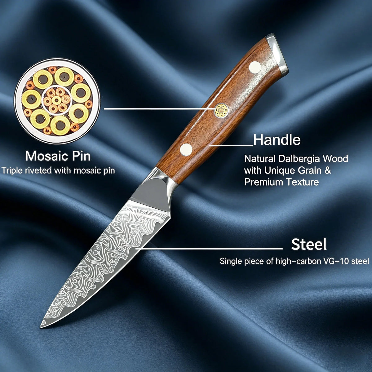 67-Layer Damascus Steel Paring Knife – Sharp Kitchen Chef Knife