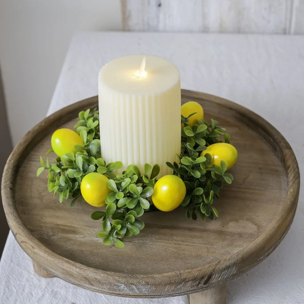 Candle Holder Artificial Table Centerpiece Decor Lemon Wreath Vivid