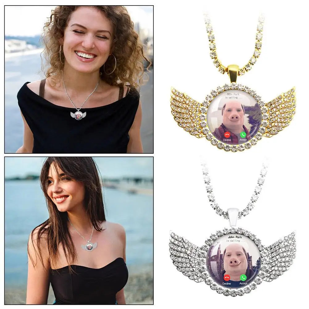 Funny Pig Angel Wings Pendant Necklace | Humor Jewelry Gift