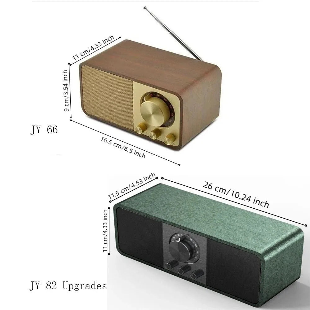 Retro Bluetooth 5.0 Speaker FM Radio Vintage Wood Design