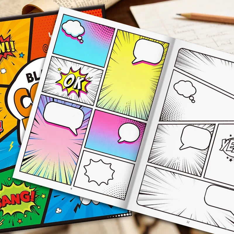 Collage-style Hand-drawn Comic Drawing Book Blank Doodle Adult