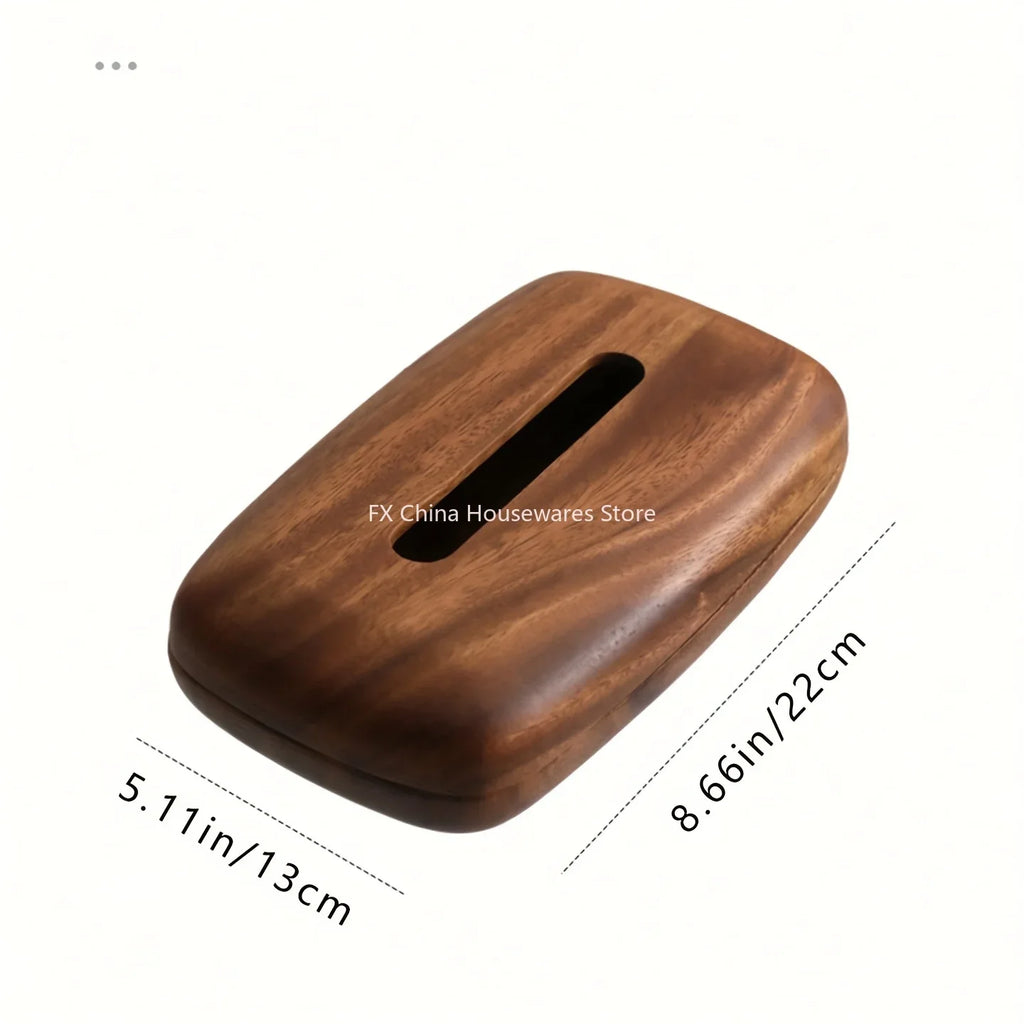 Walnut Wood Tissue Box Cover Holder Modern Rectangular Design