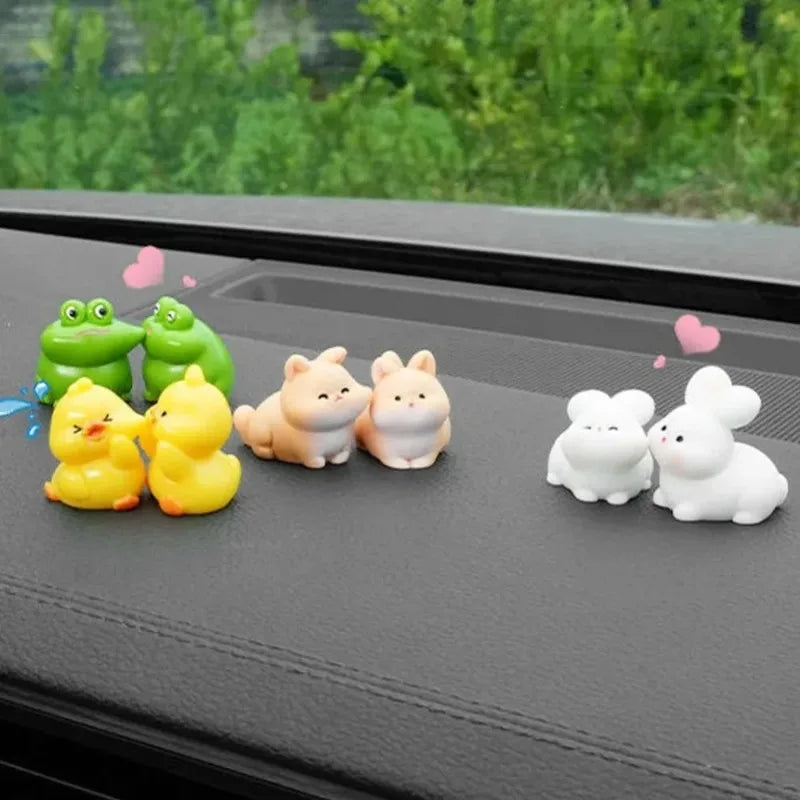 Kiss Face Rabbit Kitten Doll Car Decor Funny Resin Ducks Frogs