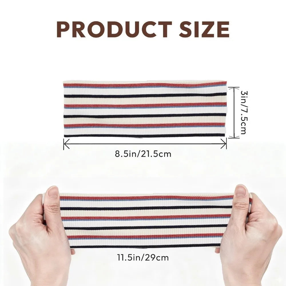 Wide Elastic Striped Sports Headband – Non-Slip Yoga & Tennis