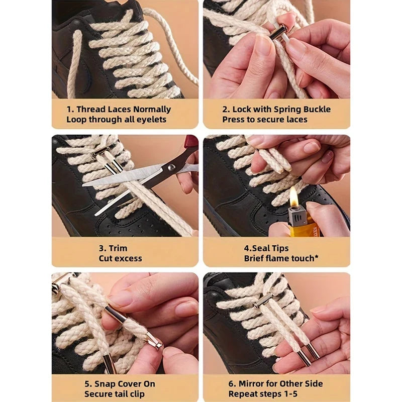 Spring Buckle No Lace Rope Lock Installation Shoelaces Hoodies