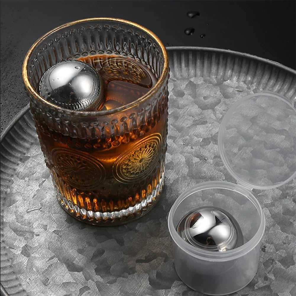 38mm Stainless Steel Reusable Ice Balls – No-Dilution Drink Chillers