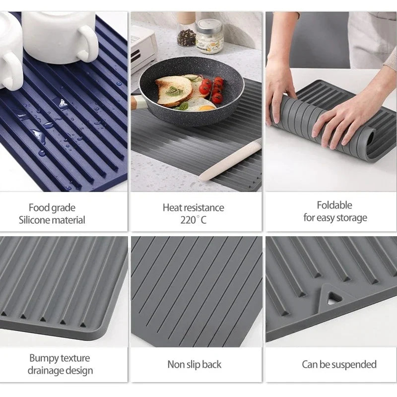 Silicone Dish Drying Mat | Food Grade, Heat Resistant Kitchen Mat