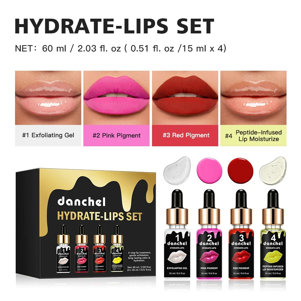 Korean BB Lip Glow 4-in-1 Ampoule Serum Tinted Lip Set
