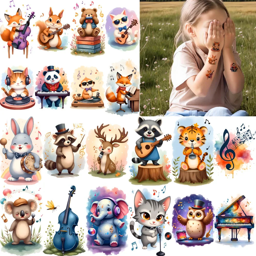 54pcs Waterproof Temporary Tattoo Stickers – Cute Cartoon Animals