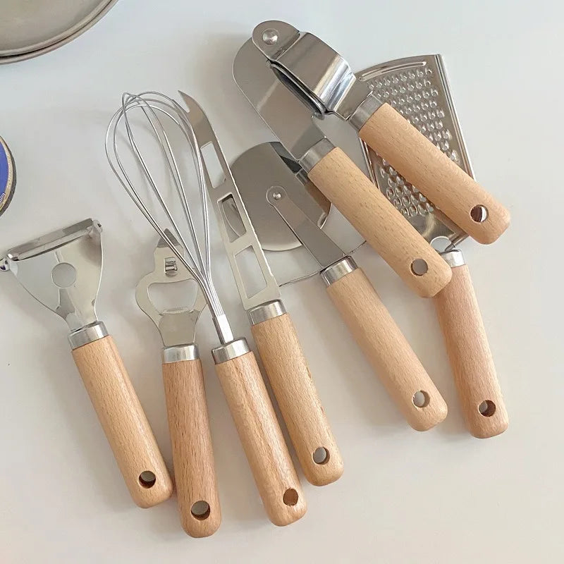 9-Piece Wooden Handle Cooking Utensils Set – Kitchen Gadgets