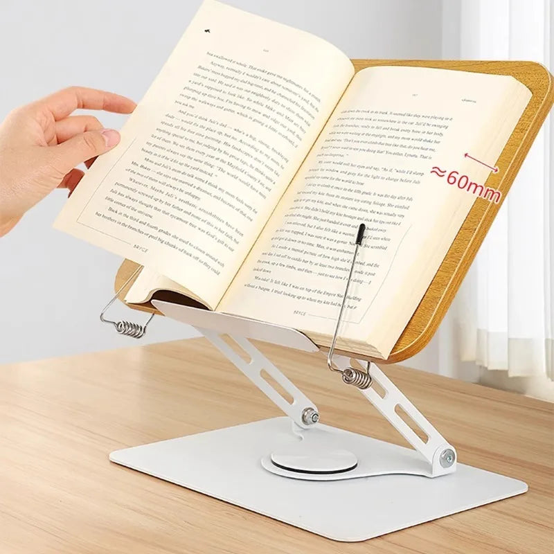 Music Stand Laptop Lifting Rotating Base Wooden Board Page Clip That