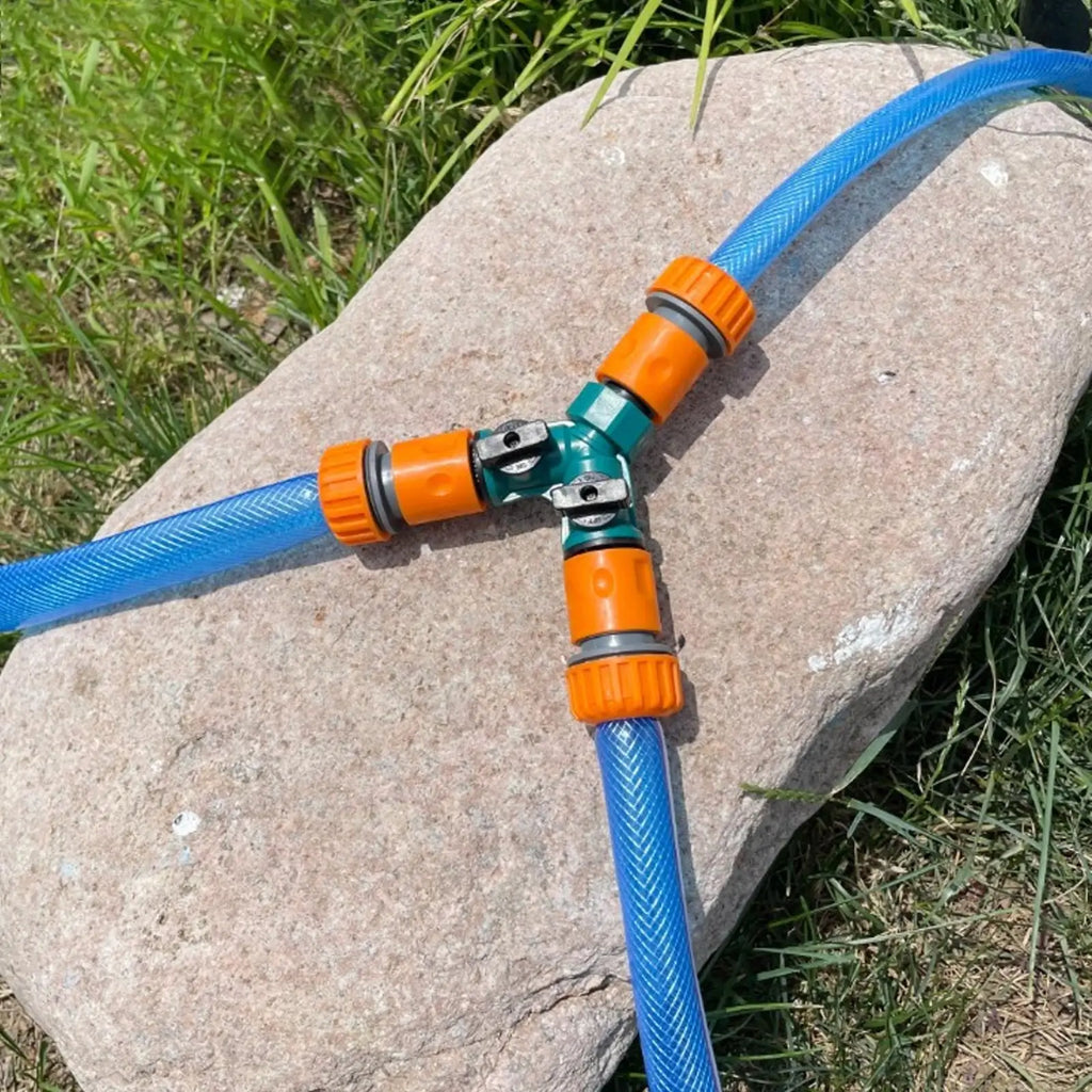2 Way Garden Hose Splitter Connector Faucet Watering Shut Off