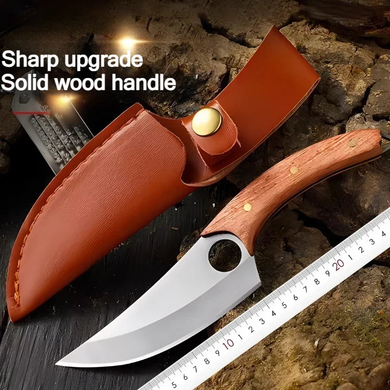 Professional Stainless Steel Boning Knife – Solid Wood Handle