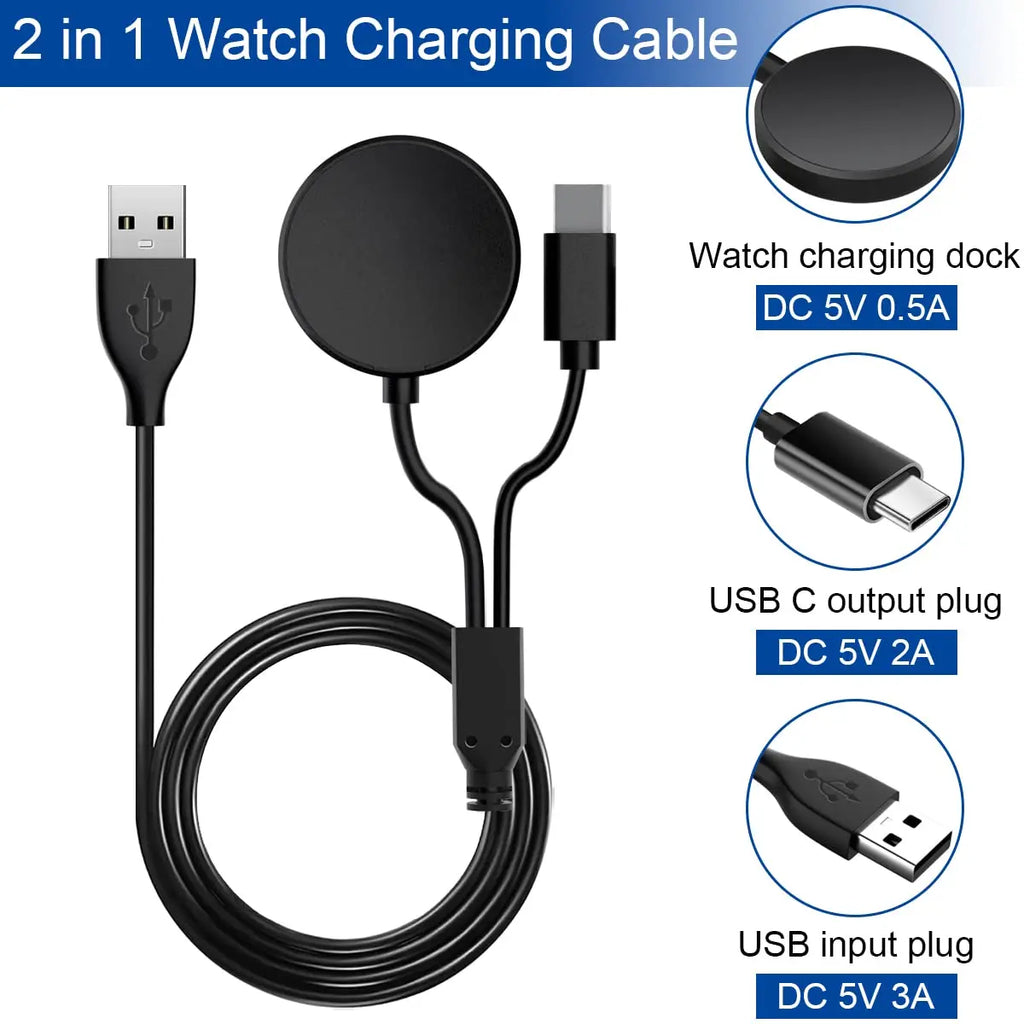 2-in-1 USB-C Charger for Samsung Galaxy Watch 8/7/6/5/4