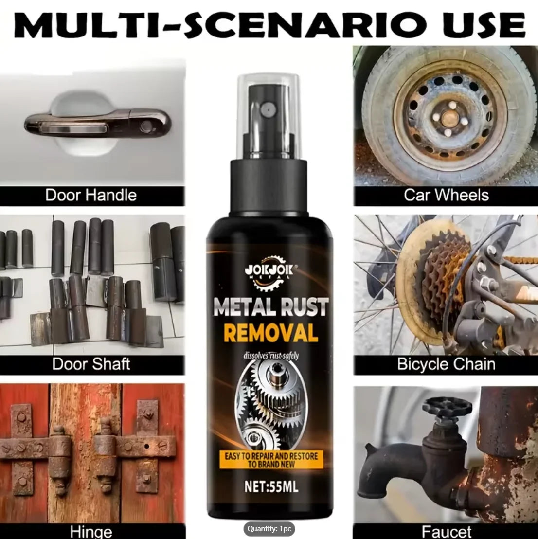 Metal Rust Remover Spray with Towel – Car & Home Use