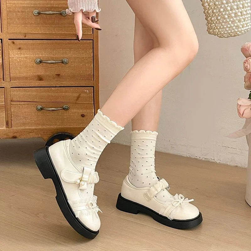 Lolita Bow Mary Jane Flats – Women's JK Platform Slip-On Shoes
