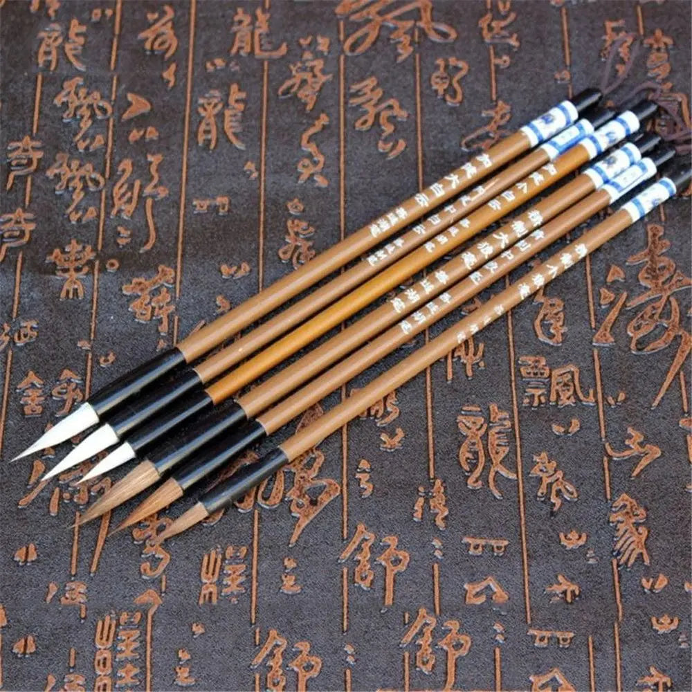 6-Piece Chinese Calligraphy Brush Set – Wolf & Sheep Hair Bamboo