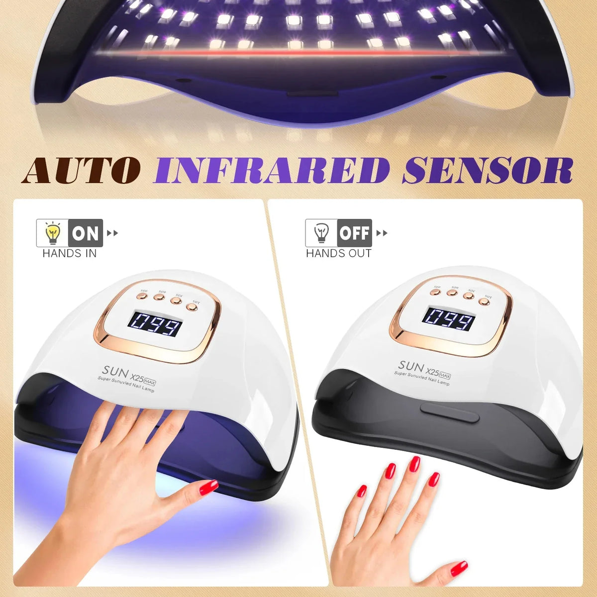 UV LED Nail Lamp 81 Fast Curing Dryer Gel Polish Manicure Pedicure