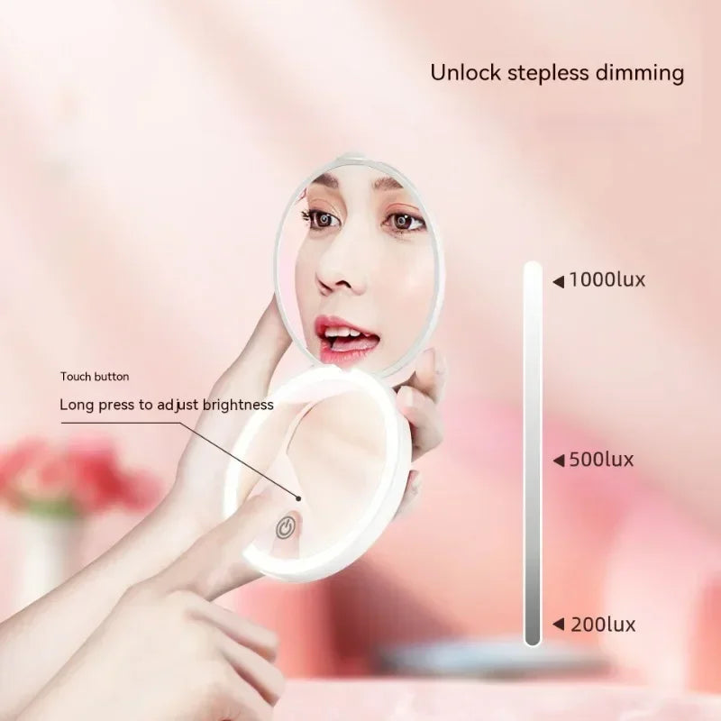 Portable Foldable LED Compact Makeup Mirror with Magnifying