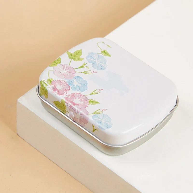 Mini Tin Box Metal Hinged Empty Tins Lid Portable Rectangular Small