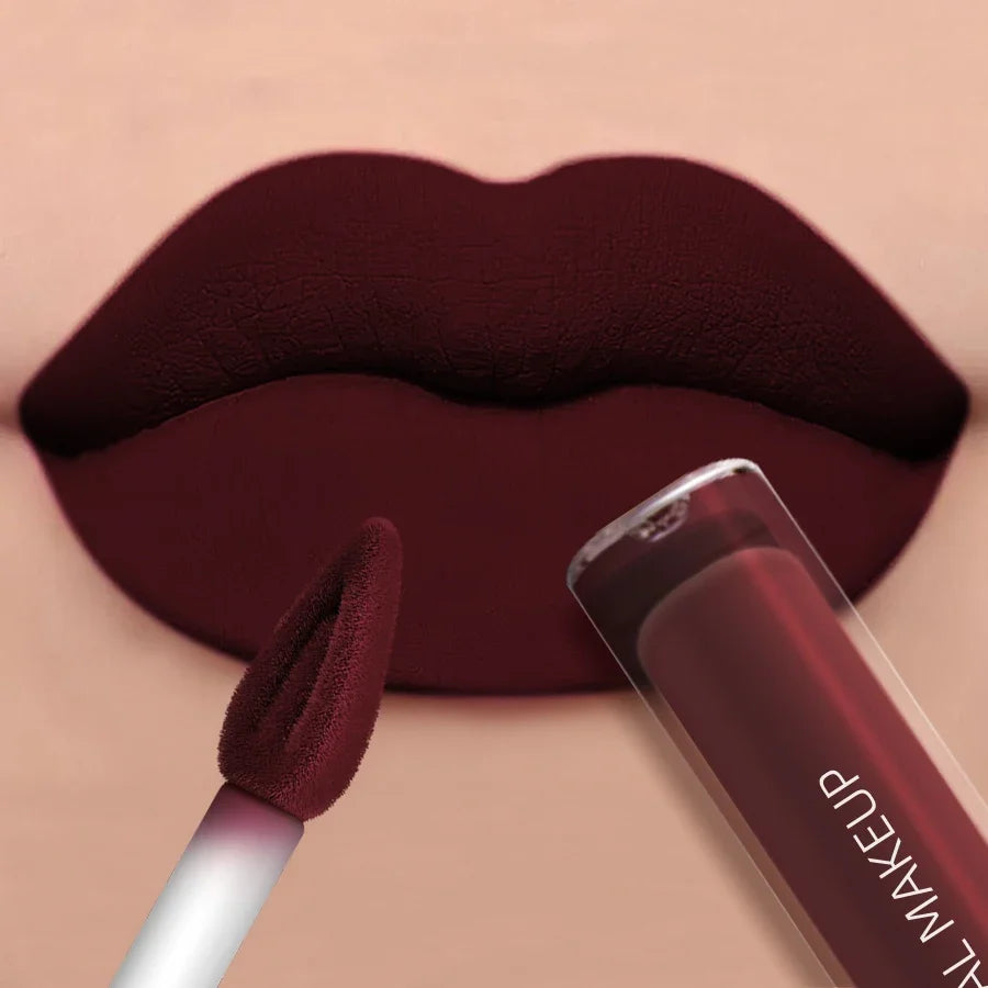 MCD Dark Brown Matte Velvet Liquid Lipstick – Waterproof Lip Gloss