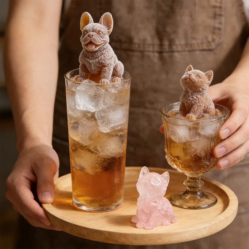 3D French Bulldog Silicone Ice Cube Mold Animal Shaped Candy