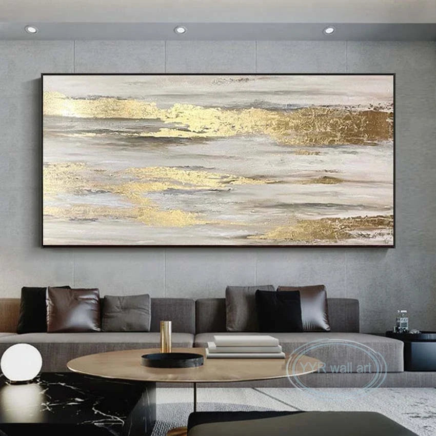 Abstract Gold Foil Handmade Oil Painting | Modern Canvas Wall Art