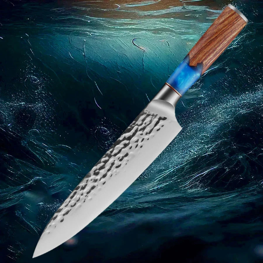 8-Inch Forged Japanese Chef Knife – Carbon Steel Kitchen Knife