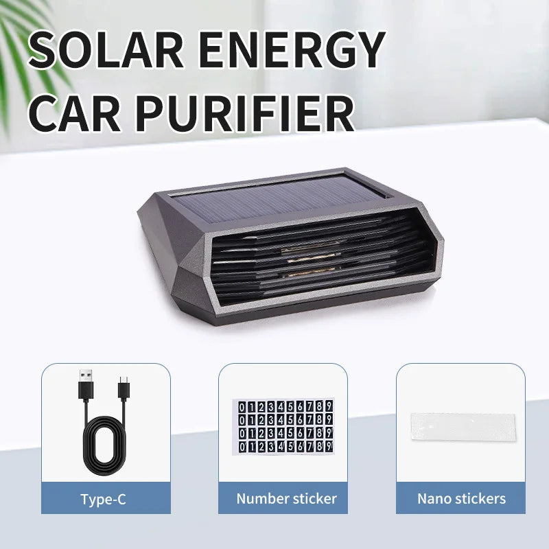Solar Car Air Purifier – Ozone Generator & HEPA Filter