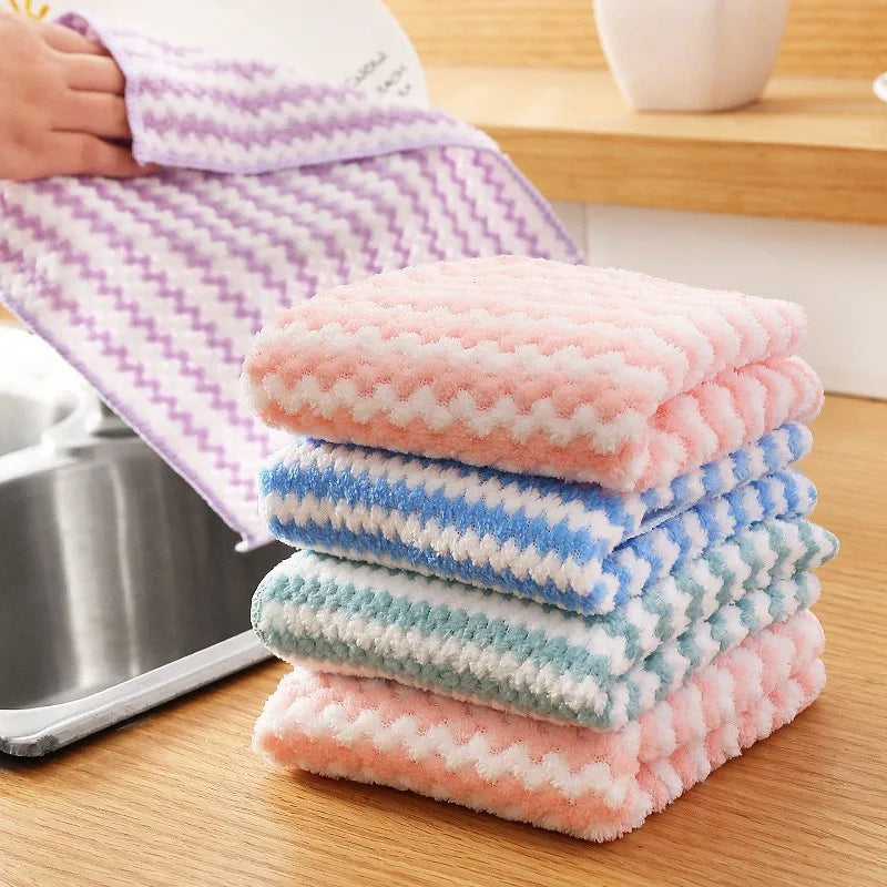 Super Absorbent Coral Fleece Dishcloths | Kitchen & Glass Cleaning