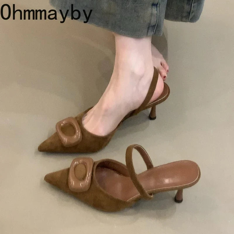 Women's Pointed Toe High Heel Sandals – Elegant Mule Slingbacks
