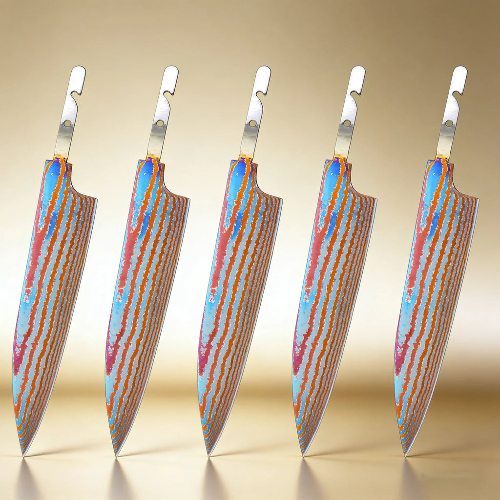Damascus Titanium Kitchen Knife Blade | DIY Replacement 1–5 Pcs