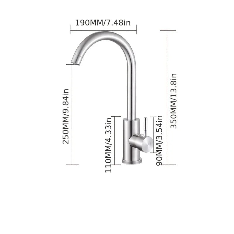360° Rotatable Stainless Steel Kitchen Faucet | Brushed Finish