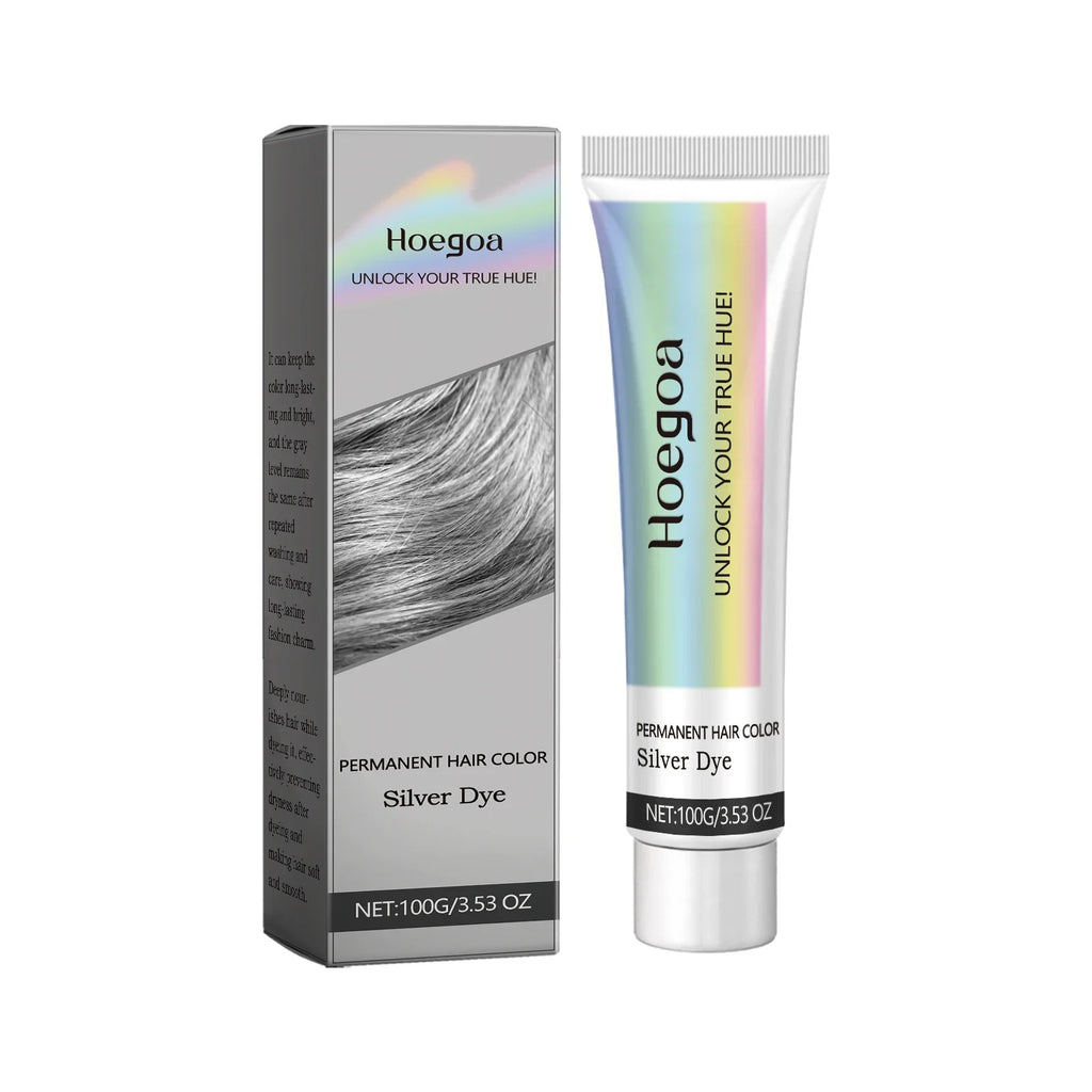 HOEGOA Silver Gray Hair Dye Cream – Unisex 100g