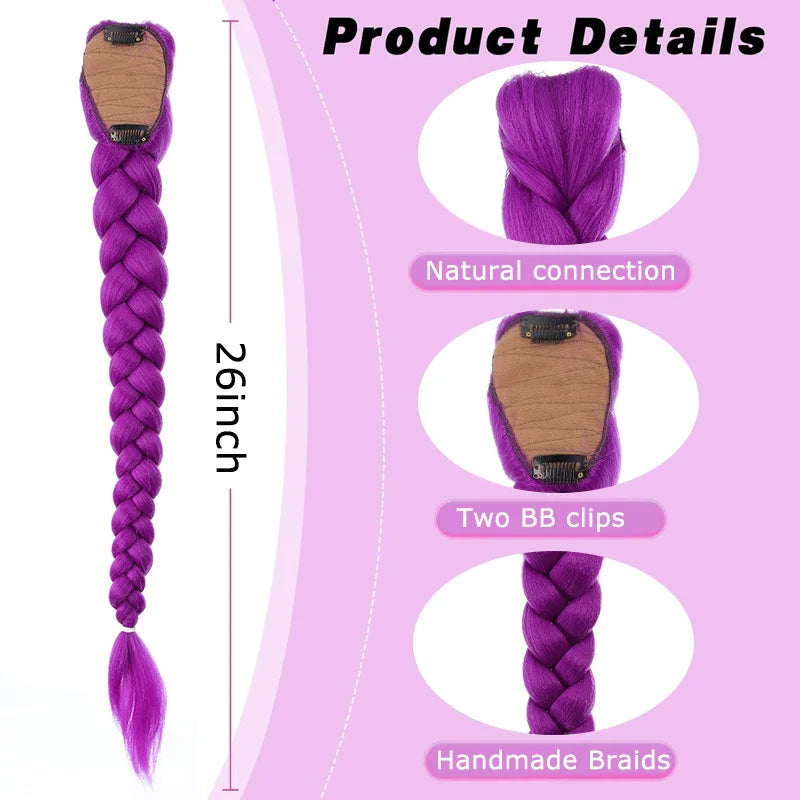 Synthetic Woven Purple Hair Ponytail Cosplay Costume Hairstyle