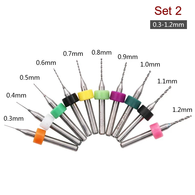 10-Pc Carbide Micro Drill Bits Set for PCB Circuit Boards