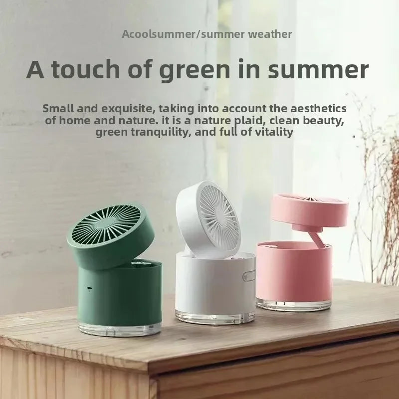 URGGU Mini USB Desktop Fan with Humidifier – Portable Folding