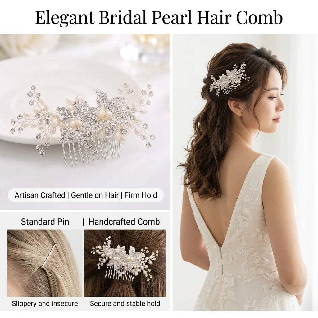 Pearl Rhinestone Bridal Hair Comb | Vintage Wedding Accessory