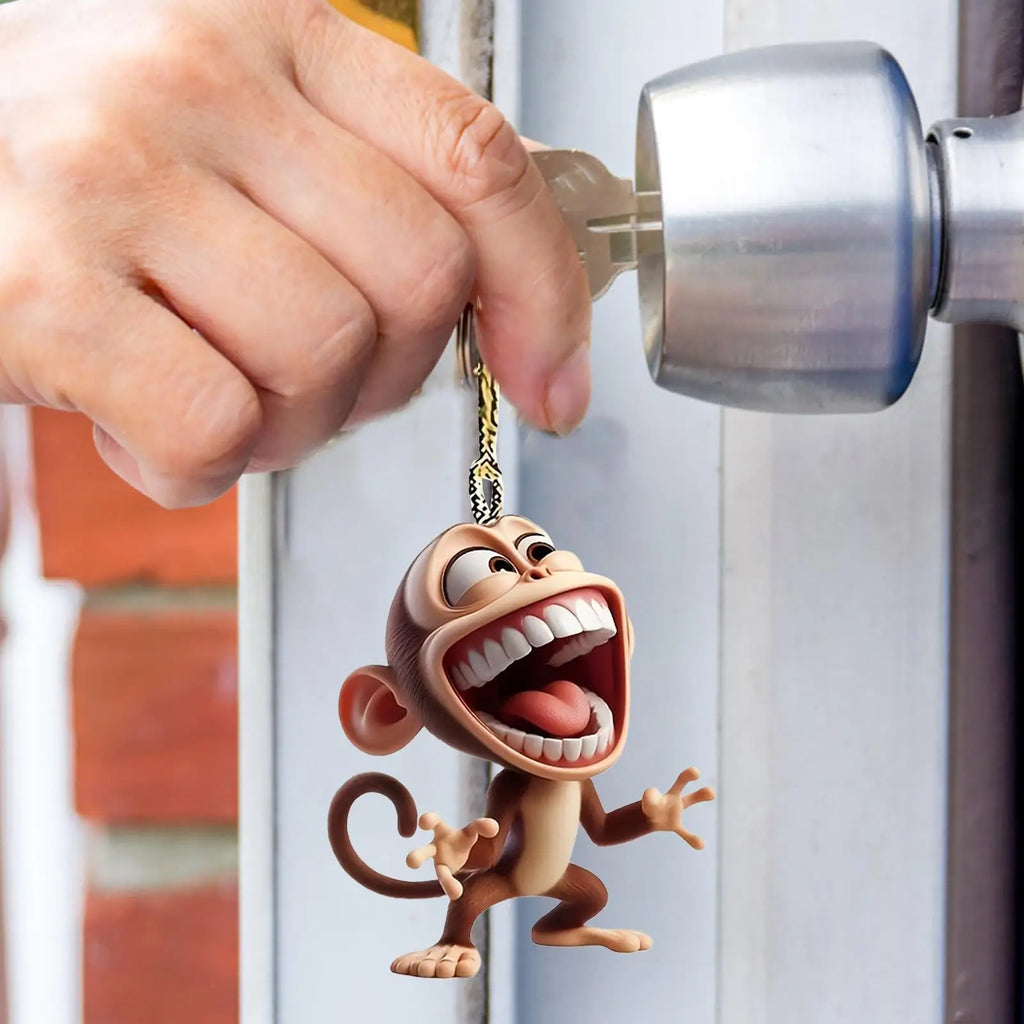 2D Acrylic Monkey Pendant – Car Charm, Keychain & Backpack Tag