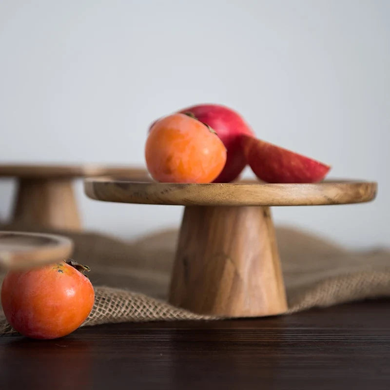 KEMORELA Elevated Wooden Cake Stand & Serving Tray