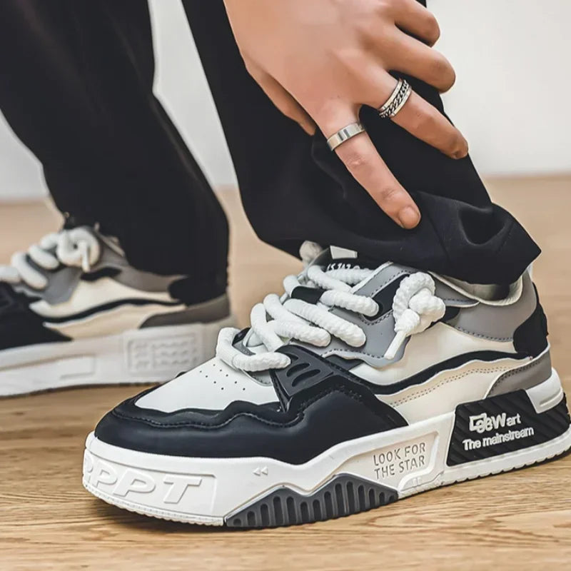 Men's Thick Platform Mesh Lace-Up Sneakers | Casual Shoes