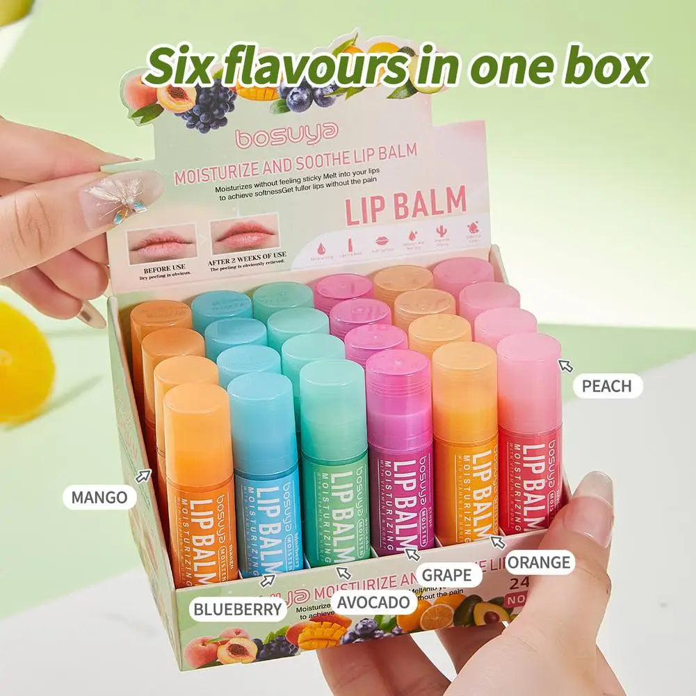 6 Assorted Fruit Flavor Lip Balm Hydrating Nourishing Prevents