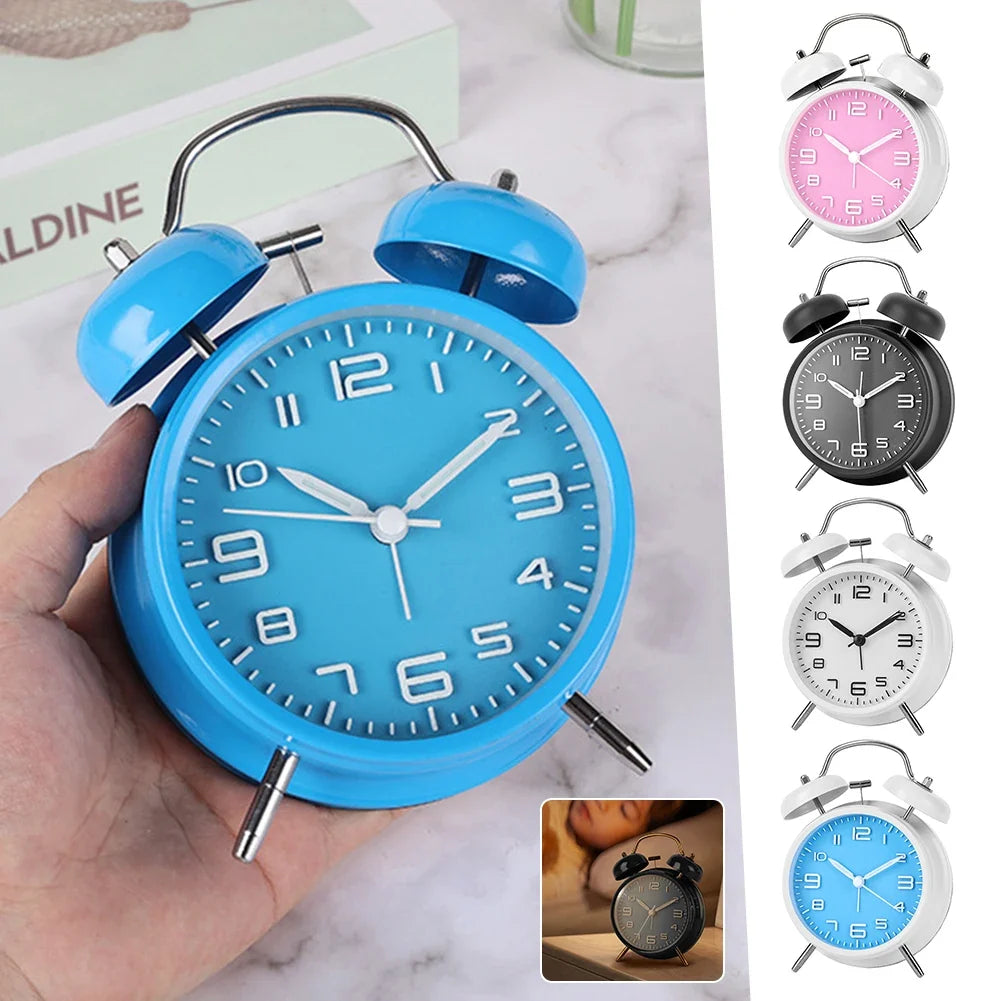 4-Inch Mini Round Silent Alarm Clock | Bedside & Dorm