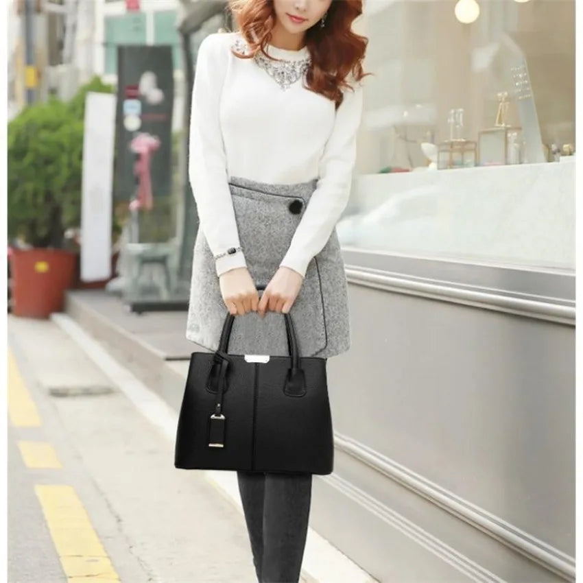 Women's PU Leather Tote Bag – Large Shoulder & Crossbody Purse