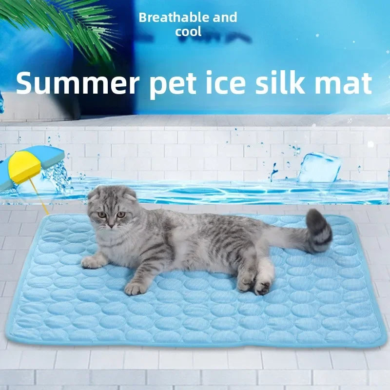 Summer Pet Cooling Mat – Ice Silk Dog & Cat Cushion Bed