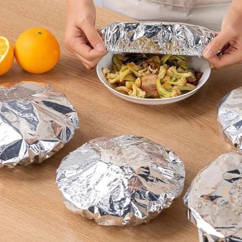 Reusable Aluminum Foil Food Covers 30-Pack | Heat-Retaining Lids