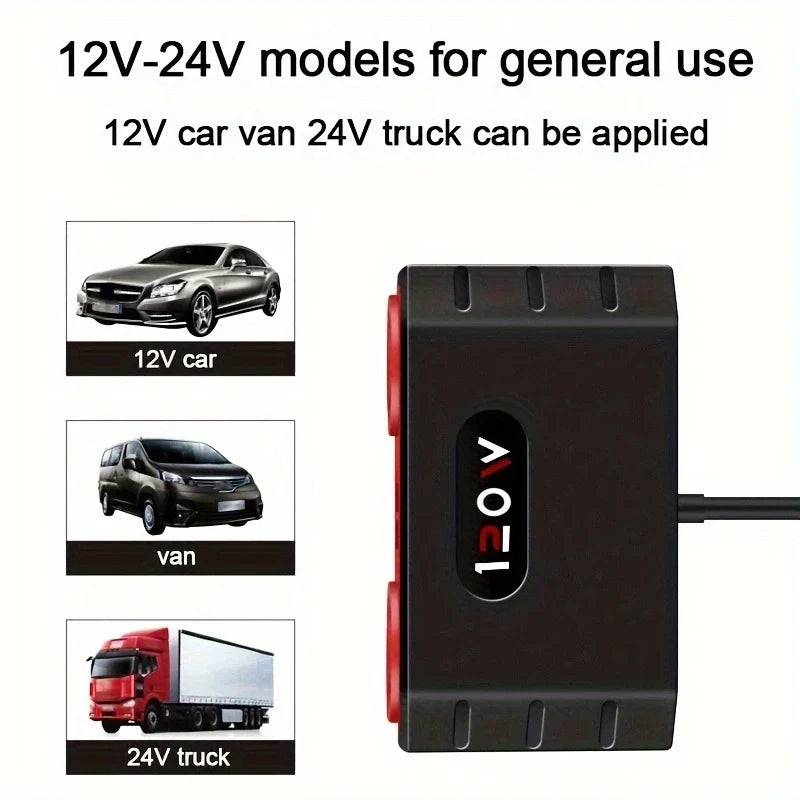 4-Port USB Car Charger 120W Fast Charge Adapter 12–24V