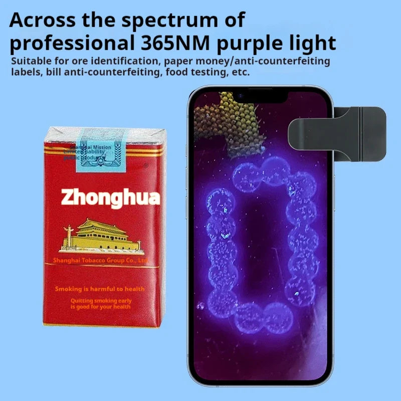 200X Portable Mobile Microscope – UV Purple Light & Rechargeable