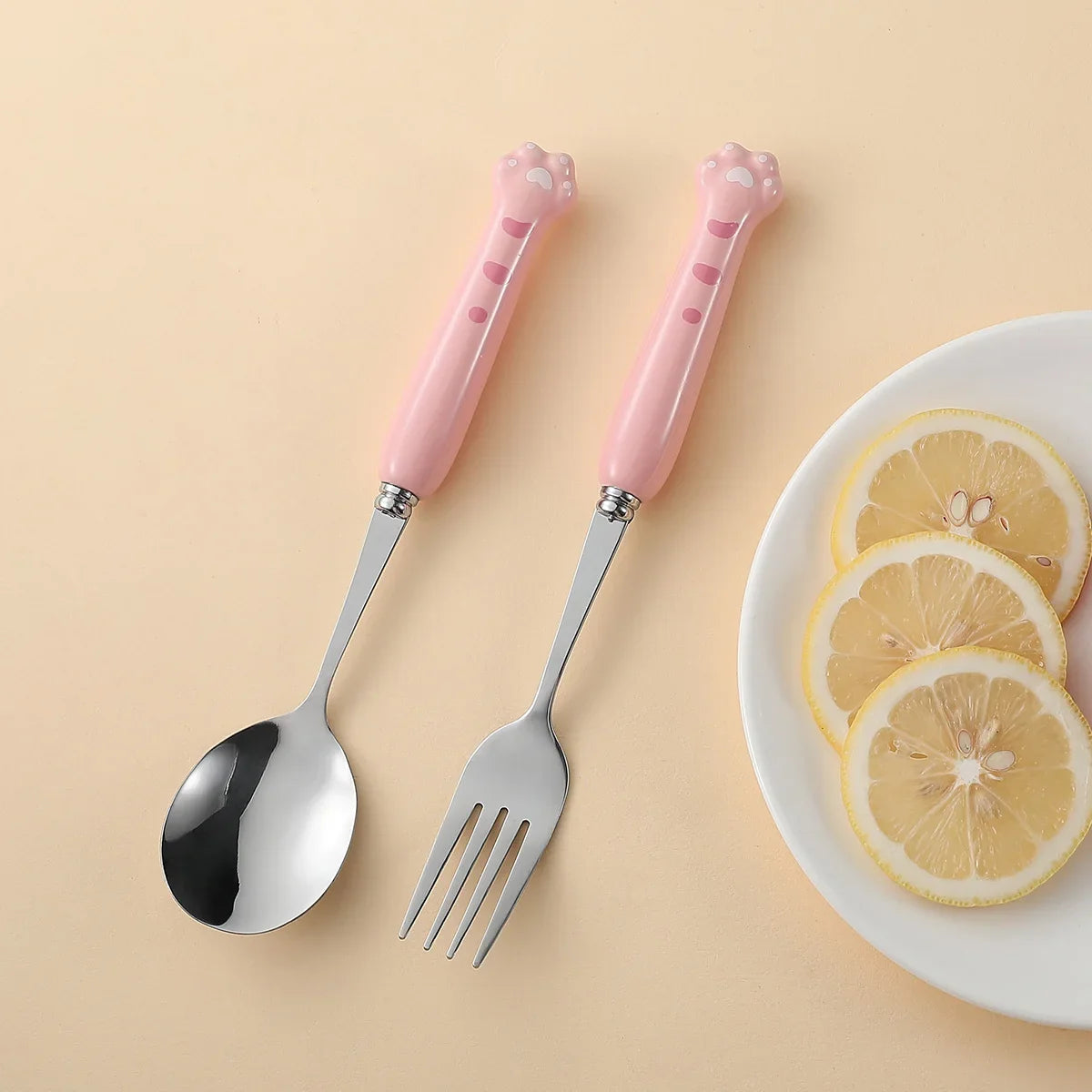 Kids Stainless Steel Fork & Spoon Set – Crocodile Handle